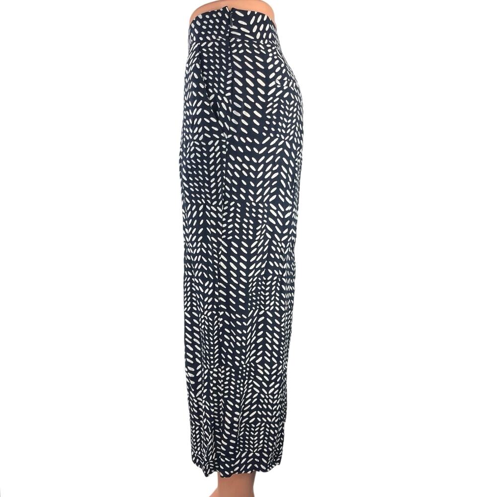 Ann Taylor LOFT Women's Black Geometric Print High Rise Cropped Wide Leg Pants 6 - Picture 2 of 6